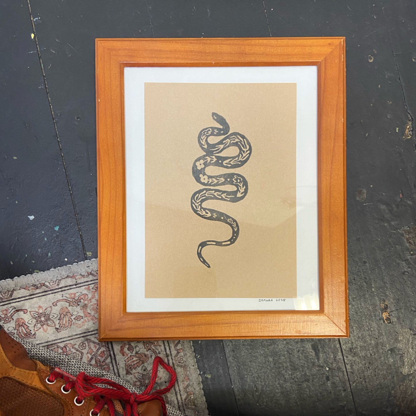 Snake - Framed Handmade Print