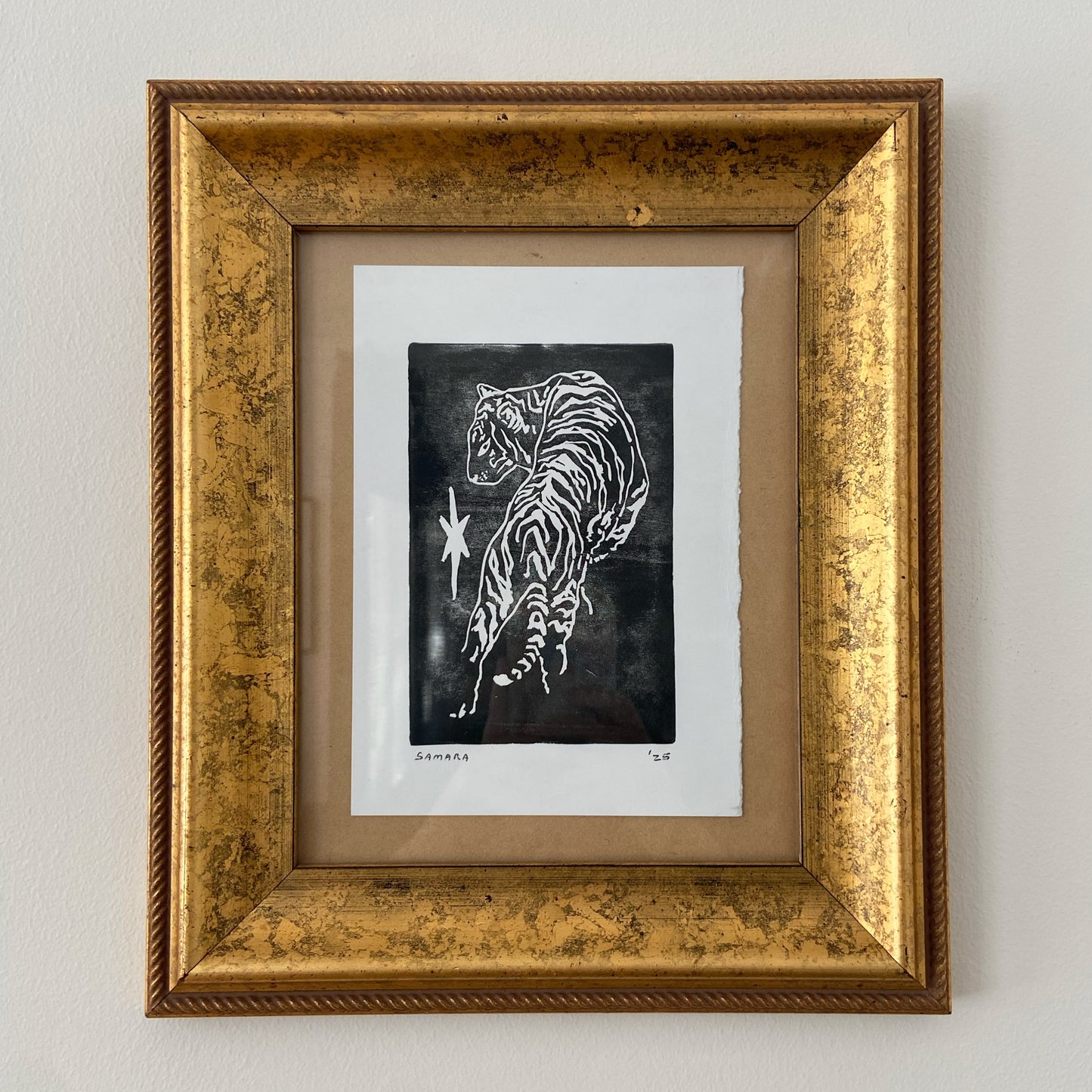 Tiger 1 - Framed Handmade Print