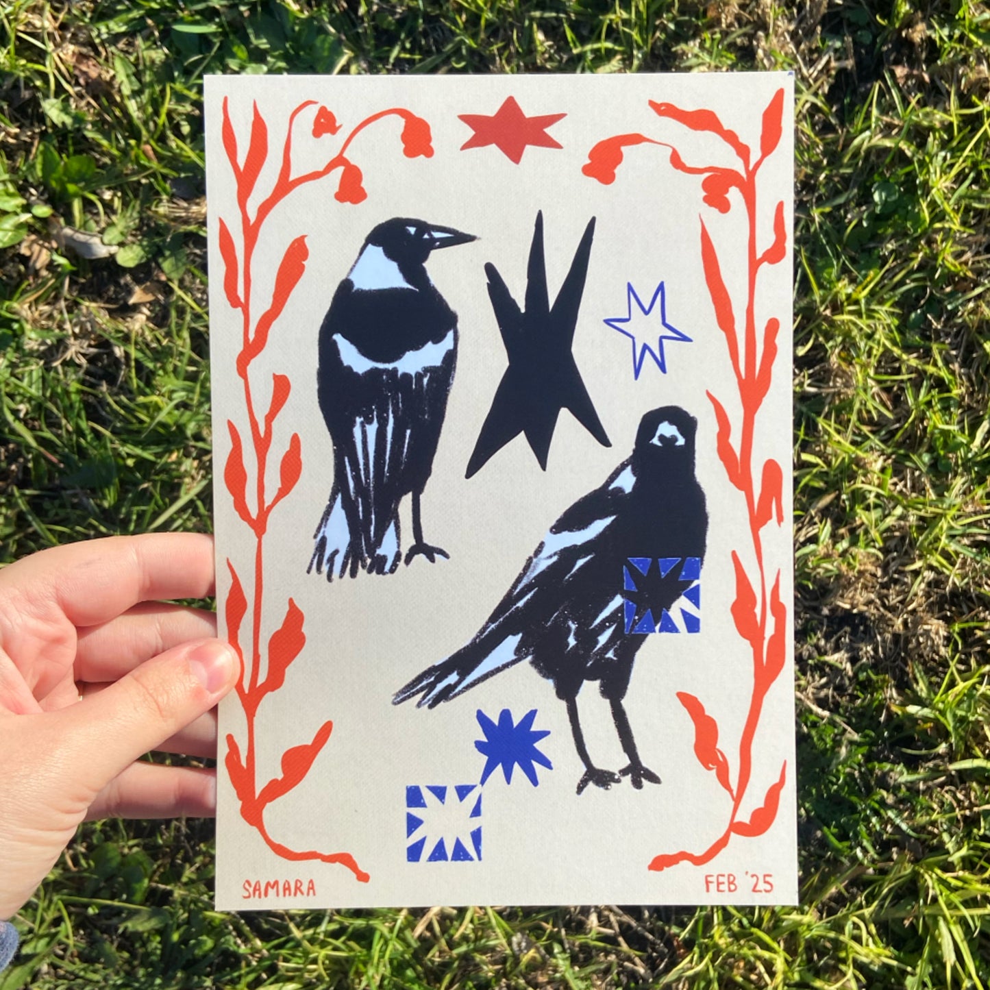 A5 Magpie Print