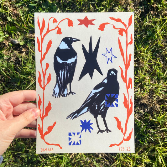A5 Magpie Print