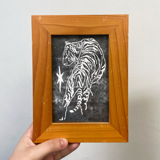 Tiger 3 - Framed Handmade Print
