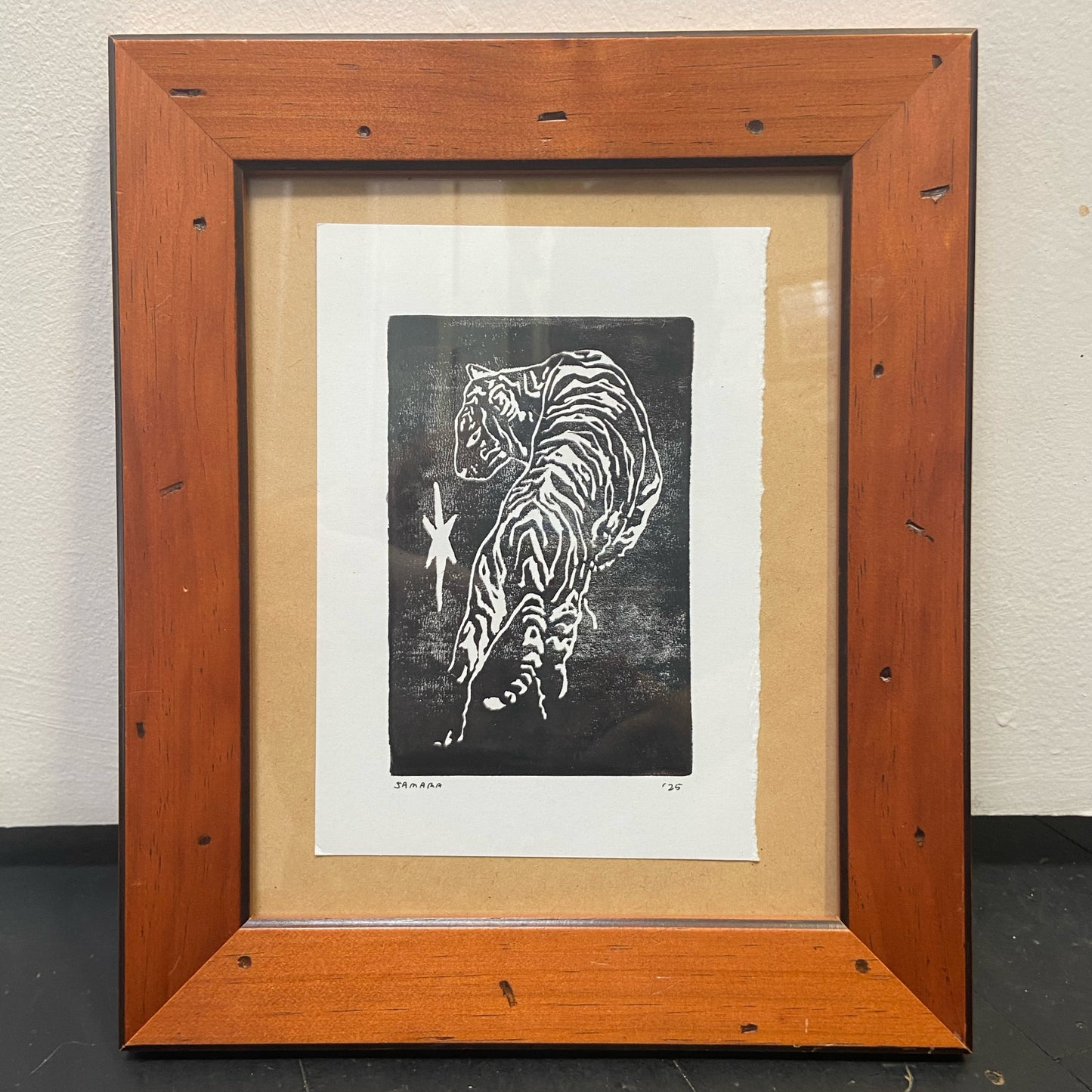 Tiger 5 - Framed Handmade Print