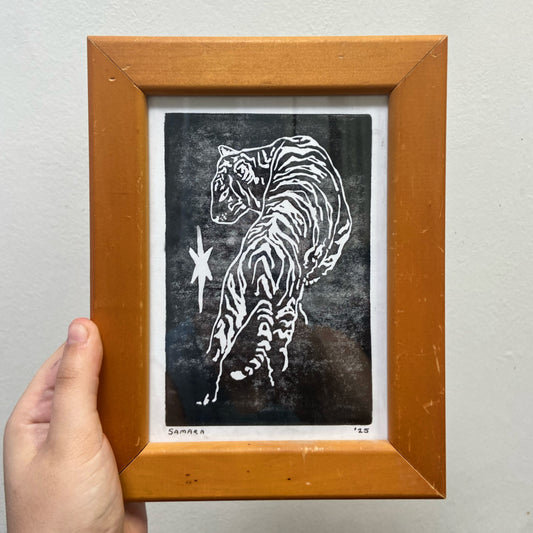 Tiger 4 - Framed Handmade Print