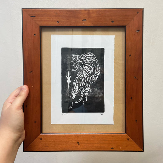 Tiger 5 - Framed Handmade Print