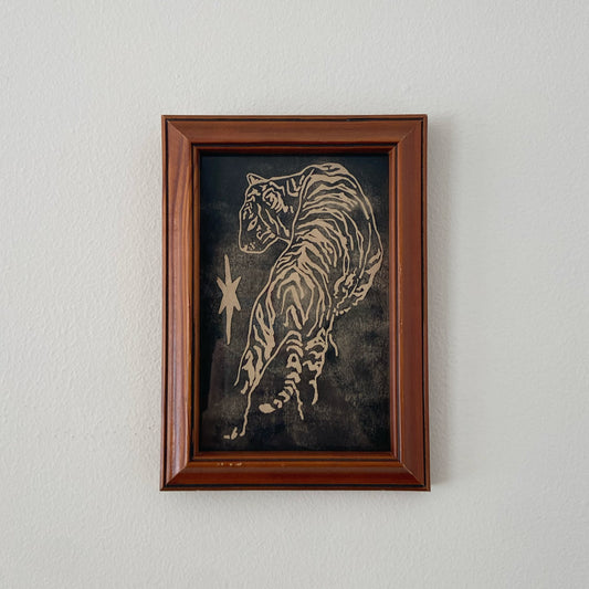Tiger 2 - Framed Handmade Print