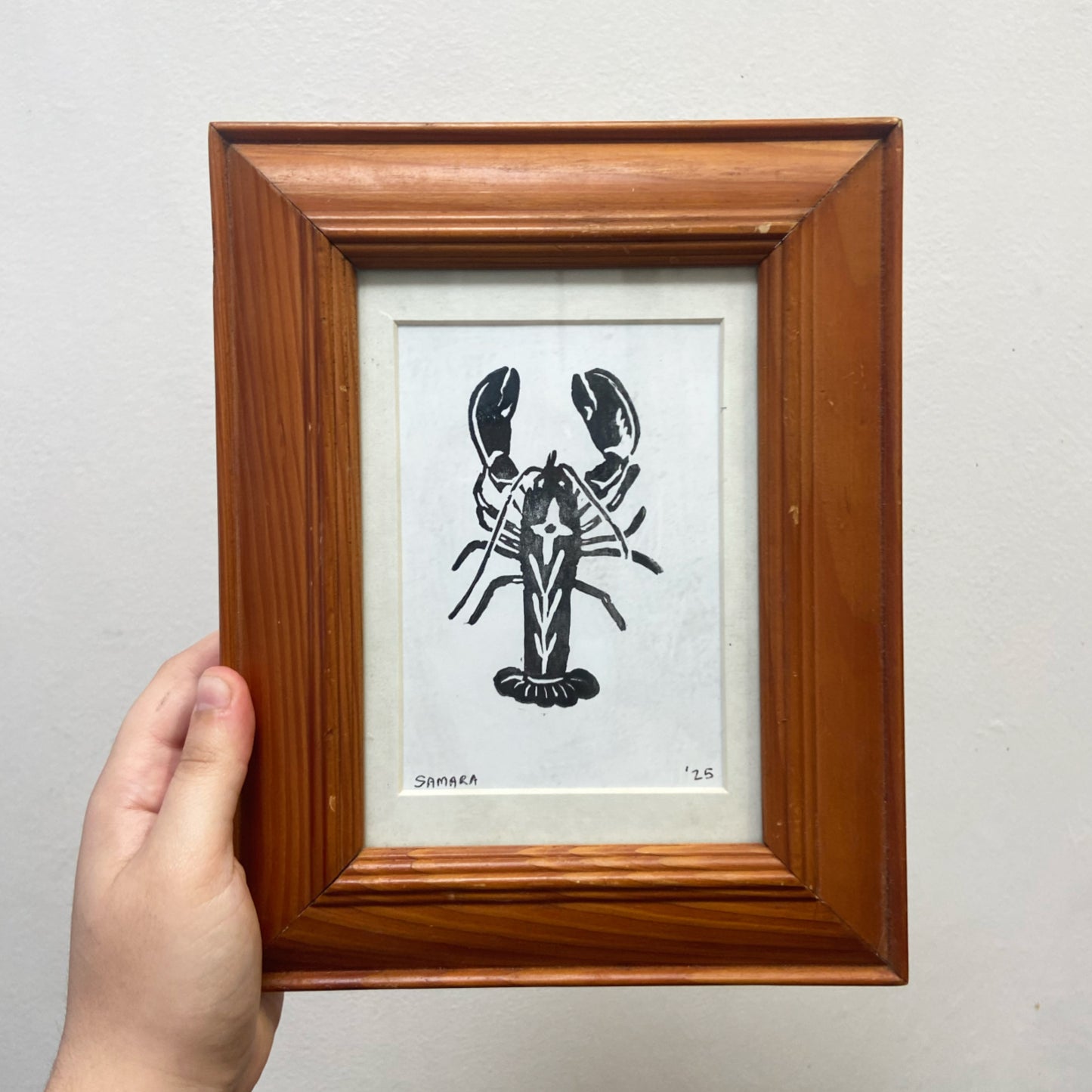 Lobster - Framed Handmade Print